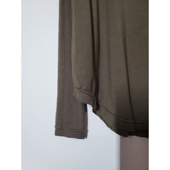 Free People Womens Oversized XS Top Tunic Olive GREEN Stretch Off Shoulder - Picture 3 of 13